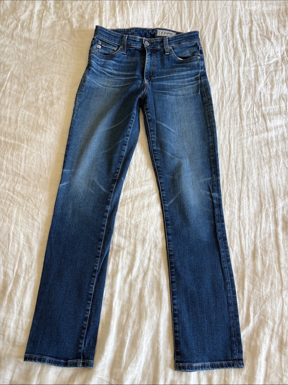 Ag Adriano Goldschmied Women's Medium Wash Straight-Leg Jeans